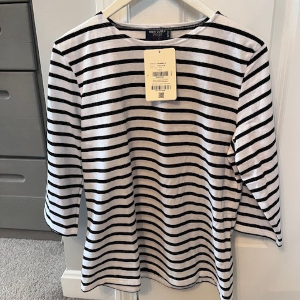 Saint James Breton Striped Top 3/4 Sleeve 12 Soft Cotton